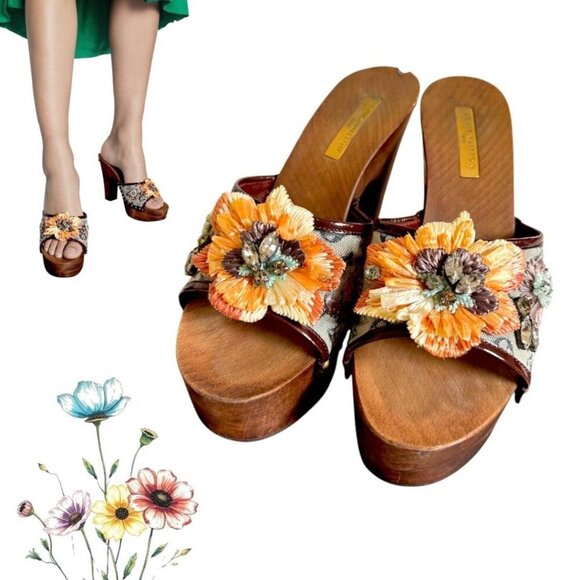 AUTHENTIC VTG. Y2K LOUIS VUITTON HEELS PLATFORM SANDALS US 6/36 EUC - Picture 3 of 8